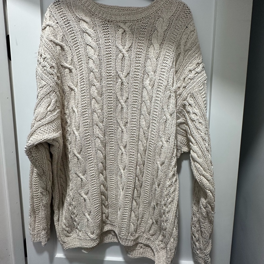 Banana Republic Cable Knit crew neck oversized Sweater - Cream Sweater dress